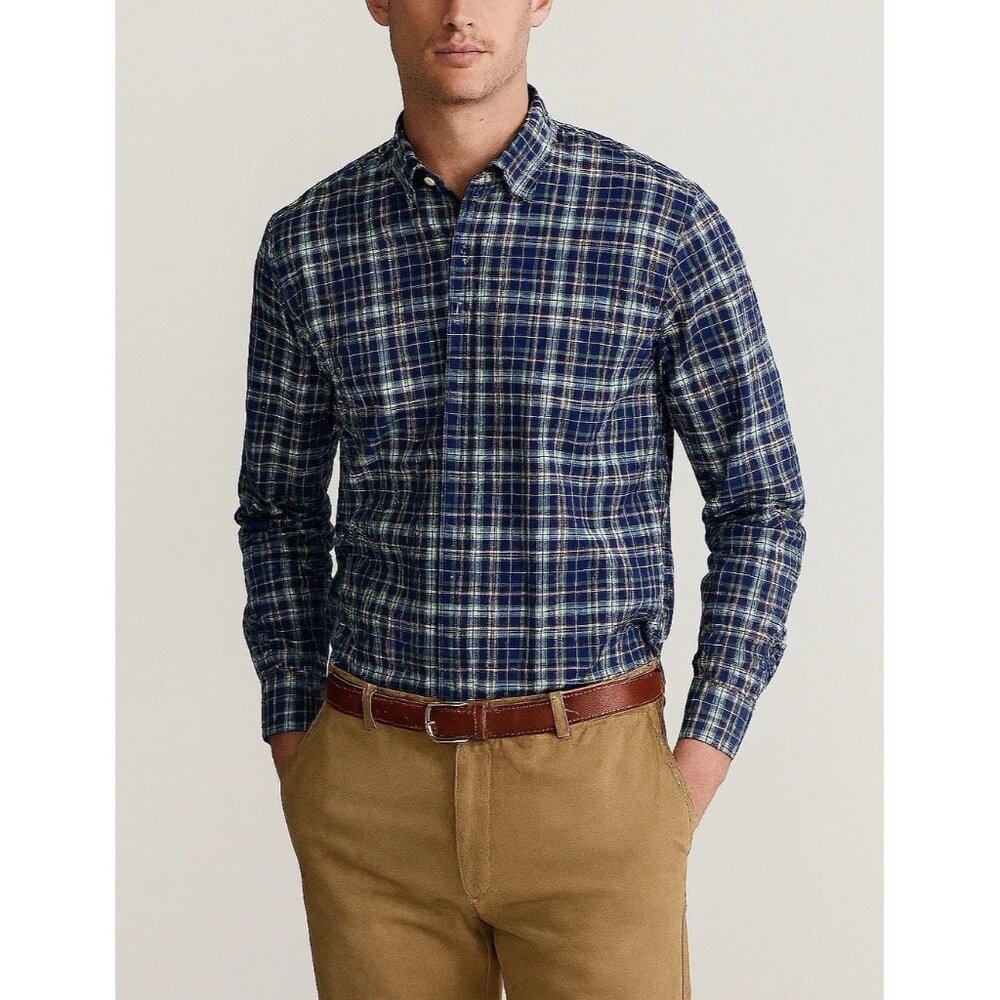 POLO Ralph Lauren Men’s M Plaid Button-Down Shirt Royal Navy Blue Multi